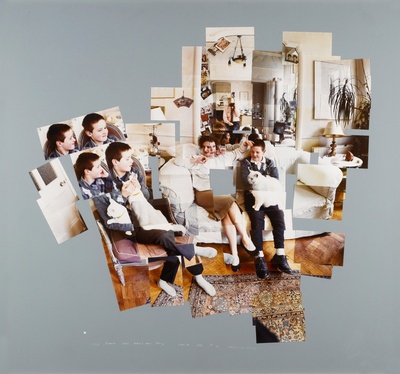 大卫霍克尼的油画作品-1983George, Blanche, Celia, Albert And Percy(photographic Collage)