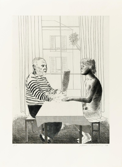 大卫霍克尼的油画作品-1973Artist And Model