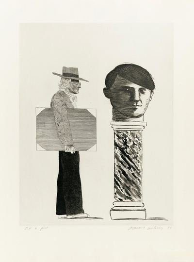 大卫霍克尼的油画作品-1973The Student  Homage To Picasso