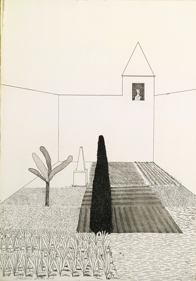 大卫霍克尼的油画作品-1969-1970Six Fairy Tales. Petersburg Press3(etching)
