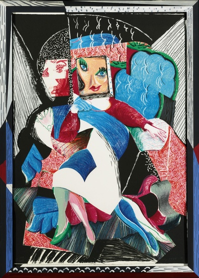 大卫霍克尼的油画作品-1984-1986An Image Of Celia(lithograph And Screenprint In Colors With Collage)