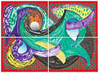 大卫霍克尼的油画作品-1993.Going Round(Lithograph and screenprint)