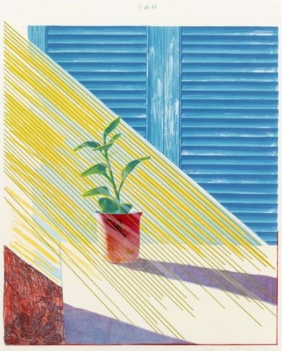 大卫霍克尼的油画作品-1973Sun(lithograph And Screenprint)
