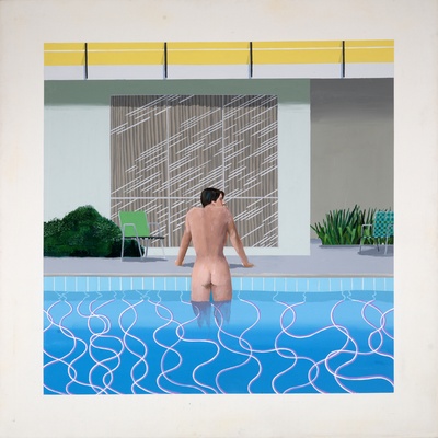 大卫霍克尼的油画作品-1966Peter getting out of Nick’s Pool(Acrylic)
