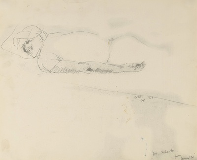 大卫霍克尼的油画作品-1967Study For The Room, Tarzana(pencil)
