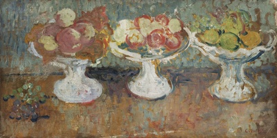 路易斯沃塔特Louis Valtat绘画作品的油画作品-Three Vases with Fruit