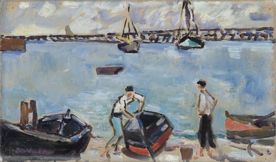 路易斯沃塔特Louis Valtat绘画作品的油画作品-Boats in the Port