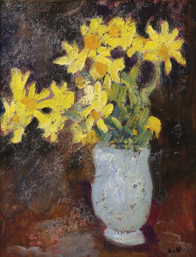 路易斯沃塔特Louis Valtat绘画作品的油画作品-Vase with Yellow Daisies, 1917
