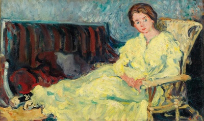路易斯沃塔特Louis Valtat绘画作品的油画作品-Woman Seated in a Long Chair