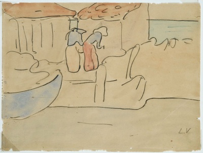 路易斯沃塔特Louis Valtat绘画作品的油画作品-Fishing at Arcachon (sketch), 1896