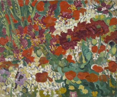 路易斯沃塔特Louis Valtat绘画作品的油画作品-Flower-Bed with Papavers, 1910