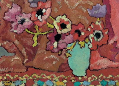 路易斯沃塔特Louis Valtat绘画作品的油画作品-Anemones in a Green Jug, 1940