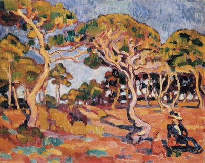 路易斯沃塔特Louis Valtat绘画作品的油画作品-Madame Valtat with Her Daughters, 1910