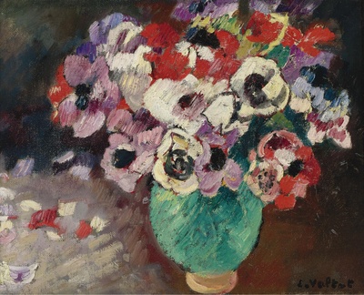 路易斯沃塔特Louis Valtat绘画作品的油画作品-Anemones in Green Vase