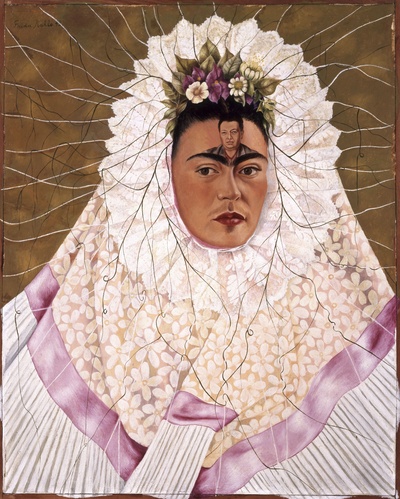 弗里达作品的油画作品-01-Frida-Kahlo-Autoritratto-come-Tehuana-o-Diego-nei-miei-pensieri