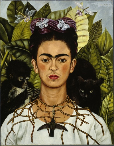 弗里达作品的油画作品-01-Frida-Kahlo-Autoritratto-con-collana-di-spine