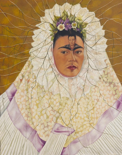 弗里达作品的油画作品-Frida-Kahlo-Autoritratto-come-Tehuana-o-Diego-nei-miei-pensieri