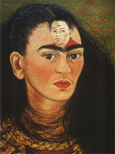 弗里达作品的油画作品-Frida Kahlo-diego-and-i-1949