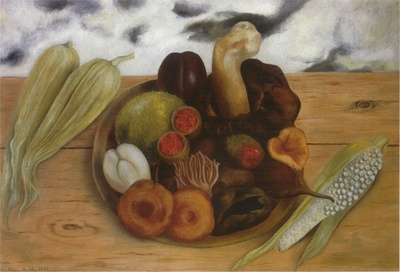 弗里达作品的油画作品-Frida Kahlo-fruits-of-the-earth-1938