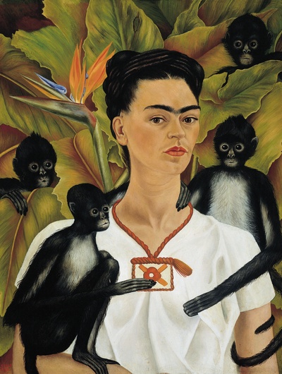 弗里达作品的油画作品-06-Frida-Kahlo-Autoritratto-con-scimmie