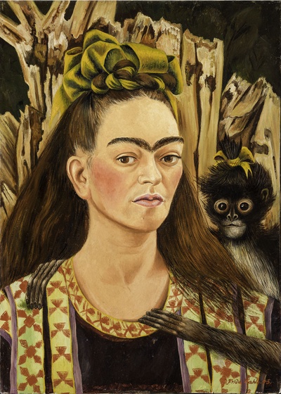 弗里达作品的油画作品-image-249Self Portrait with Monkey - Frida Kahlo