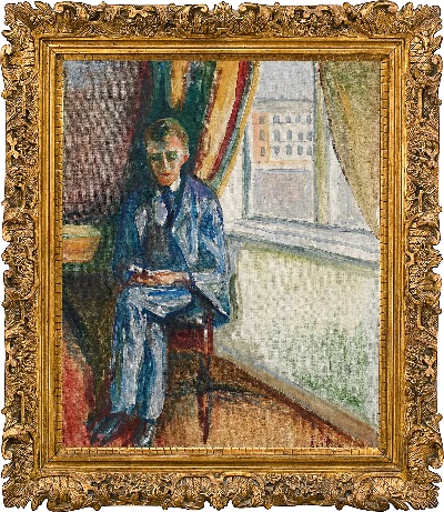 蒙克油画的油画作品-Andreas is reading