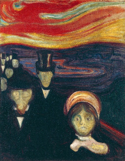 蒙克油画的油画作品-Anxiety, 1894
