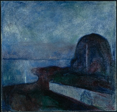 蒙克油画的油画作品-Starry Night, 1893