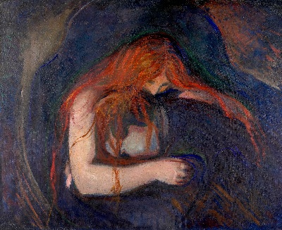 蒙克油画的油画作品-Vampire, 1895