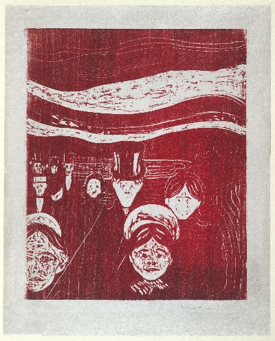 蒙克版画的油画作品-Angst (4)