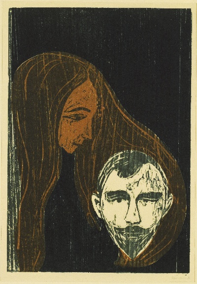 蒙克版画的油画作品-Mannshode i Kvinnehar
