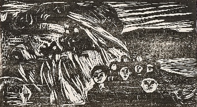 蒙克版画的油画作品-Panic