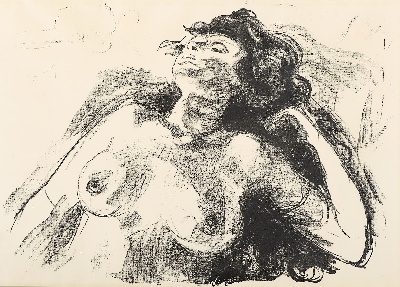 蒙克版画的油画作品-Reclining Nude I, 1920