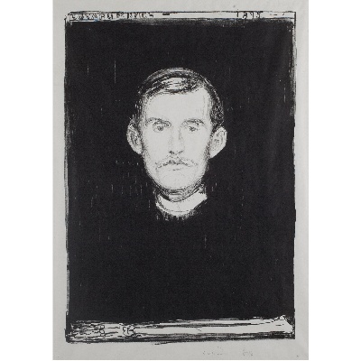 蒙克版画的油画作品-Self-Portrait (Woll 37_ Schiefler 31)