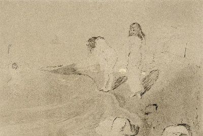 蒙克版画的油画作品-Badende Frauen (Schiefler 14_ Woll 18), 1895