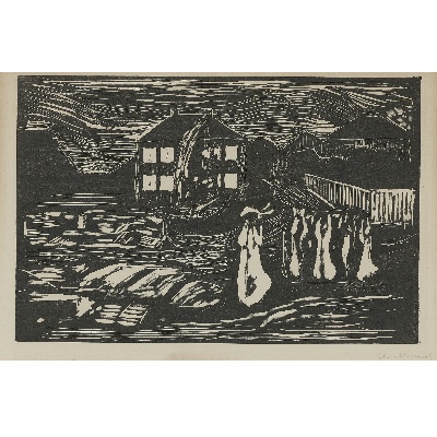 蒙克版画的油画作品-Sturmnacht (W. 371_ Sch. 341)