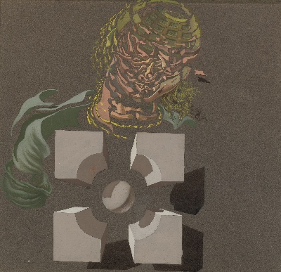 达利作品的油画作品-Salvador Dalí - Tete raphaélesque éclatée et volumes géométr