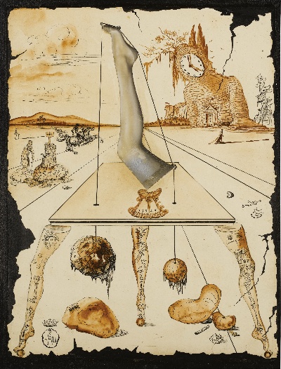 达利作品的油画作品-Salvador Dalí - Composition A La Jambe, C1944