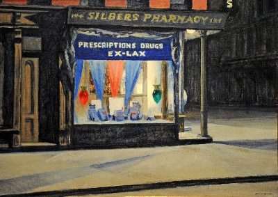 霍普作品的油画作品-1927 [256] Drug Store