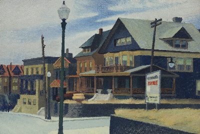 霍普作品的油画作品-1934 [294] East Wind Over Weehawken 