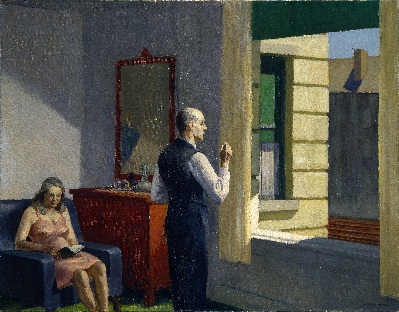 霍普作品的油画作品-Edward Hopper - Hotel by a Railroad [1952]