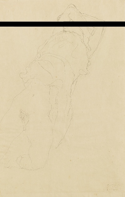 克里姆特油画和素描的油画作品-Gustav Klimt-Liegender Akt nach rechts