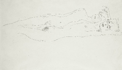 克里姆特油画和素描的油画作品-Gustav Klimt-Zwei Liegende (Two reclining women)