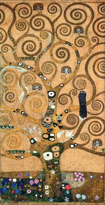 克里姆特油画和素描的油画作品-维也纳 克里姆特 生命之树 油画 34x65