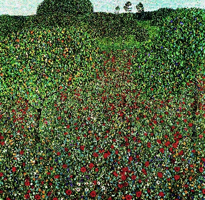 克里姆特油画和素描的油画作品-维也纳 克里姆特 罂栗的原野 油画 102x100