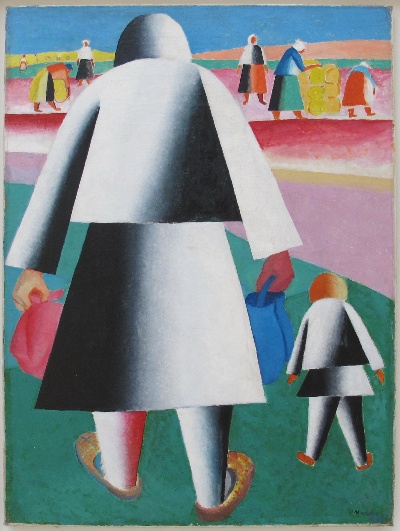 马列维奇的油画作品-Kazimir_malevich,_verso_la_vendemmia_(martha_e_vanka),_1928-29