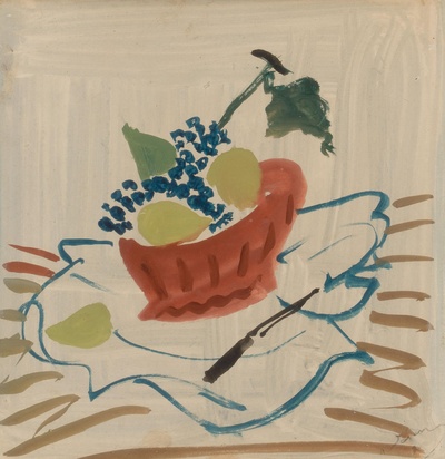 安德烈德朗水彩&水粉的油画作品-Still life with fruit(watercolor, gouache)