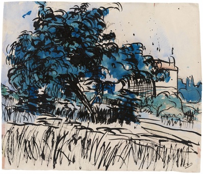 安德烈德朗水彩&水粉的油画作品-1901Paysage(Watercolour and India ink)