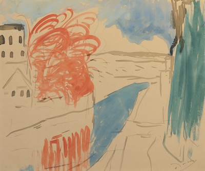 安德烈德朗水彩&水粉的油画作品-1905CHATOU(Watercolor and colored pencil)