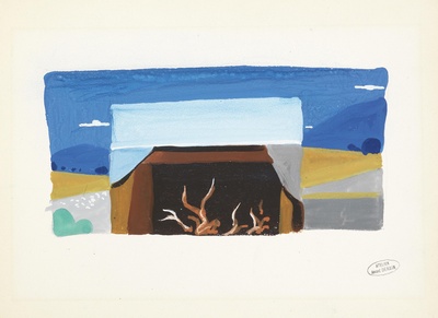 安德烈德朗水彩&水粉的油画作品-1950Etude pour Citadelle(pencil and gouache)
